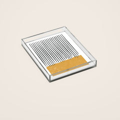 (White Background) Mid Century Modern Minimalist Rothko Inspired Color Field With Lines Geometric Style Acrylic Tray