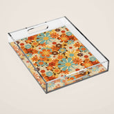70's Retro Floral Patterned Prints Acrylic Tray