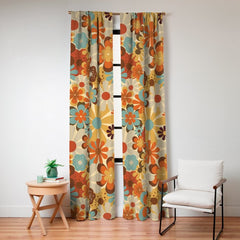 70's Retro Floral Patterned Prints Window Curtain
