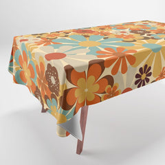 70's Retro Floral Patterned Prints Tablecloth