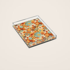 70's Retro Floral Patterned Prints Acrylic Tray