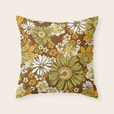 70s Retro Flower Power boho pattern Throw Pillow