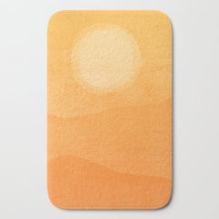 70s Style Golden Sunset Abstract Landscape Bath Mat