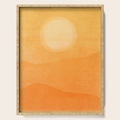 70s Style Golden Sunset Abstract Landscape Serving Tray