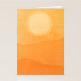 70s Style Golden Sunset Abstract Landscape Stationery Card