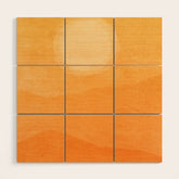 70s Style Golden Sunset Abstract Landscape Wood Wall Art