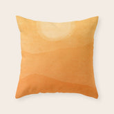 70s Style Golden Sunset Abstract Landscape Throw Pillow