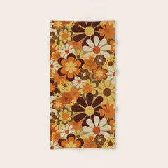 70's Floral Prints, Retro Art Bath Towel