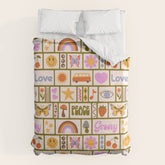 1970s Retro Pop Culture Icons Duvet Cover
