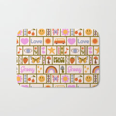 1970s Retro Pop Culture Icons Bath Mat