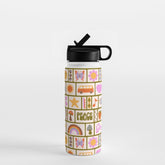 1970s Retro Pop Culture Icons Water Bottle