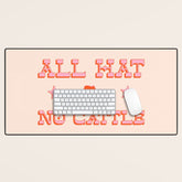 "All hat no cattle" in pink and orange retro western letters Desk Mat