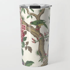 18th Century Chinoiserie Magpie Ivory Peony Garden Travel Mug