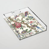 18th Century Chinoiserie Magpie Ivory Peony Garden Acrylic Tray