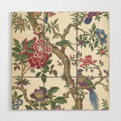 18th Century Chinoiserie Magpie Ivory Peony Garden Wood Wall Art