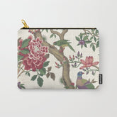 18th Century Chinoiserie Magpie Ivory Peony Garden Carry All Pouch