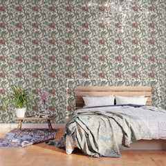 18th Century Chinoiserie Magpie Ivory Peony Garden Wallpaper
