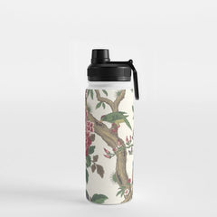 18th Century Chinoiserie Magpie Ivory Peony Garden Water Bottle