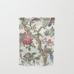 18th Century Chinoiserie Magpie Ivory Peony Garden Wall Hanging