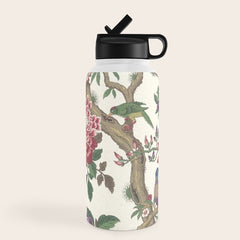 18th Century Chinoiserie Magpie Ivory Peony Garden Water Bottle