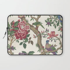18th Century Chinoiserie Magpie Ivory Peony Garden Laptop Sleeve