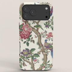 18th Century Chinoiserie Magpie Ivory Peony Garden iPhone Case