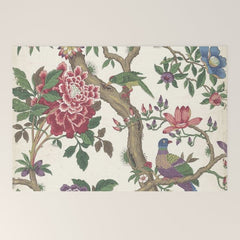 18th Century Chinoiserie Magpie Ivory Peony Garden Welcome Mat