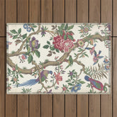 18th Century Chinoiserie Magpie Ivory Peony Garden Outdoor Rug