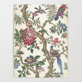 18th Century Chinoiserie Magpie Ivory Peony Garden Poster