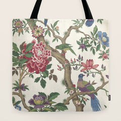 18th Century Chinoiserie Magpie Ivory Peony Garden Tote Bag