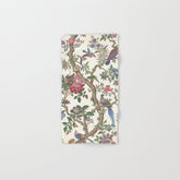 18th Century Chinoiserie Magpie Ivory Peony Garden Bath Towel
