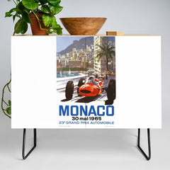 1965 Monaco Grand Prix Racing Poster Credenza