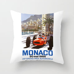 1965 Monaco Grand Prix Racing Poster Throw Pillow