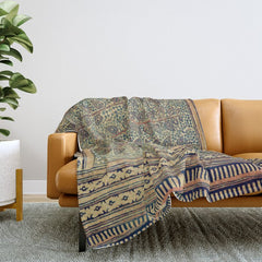 18th Century Indian Tree Textile Digital Art Painting Throw Blanket