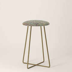 18th Century Indian Tree Textile Digital Art Painting Stool