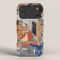 -India, Mughal, Reign of Akbar, 16th century - Page from Tales of a Parrot (Tuti-nama)- Eighth night- The deceitful wife a - 1962 iPhone Case