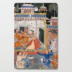 -India, Mughal, Reign of Akbar, 16th century - Page from Tales of a Parrot (Tuti-nama)- Eighth night- The deceitful wife a - 1962 Cutting Board