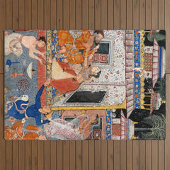 -India, Mughal, Reign of Akbar, 16th century - Page from Tales of a Parrot (Tuti-nama)- Eighth night- The deceitful wife a - 1962 Outdoor Rug