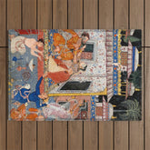 -India, Mughal, Reign of Akbar, 16th century - Page from Tales of a Parrot (Tuti-nama)- Eighth night- The deceitful wife a - 1962 Outdoor Rug