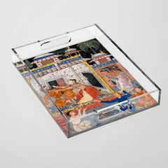 -India, Mughal, Reign of Akbar, 16th century - Page from Tales of a Parrot (Tuti-nama)- Eighth night- The deceitful wife a - 1962 Acrylic Tray