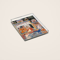 -India, Mughal, Reign of Akbar, 16th century - Page from Tales of a Parrot (Tuti-nama)- Eighth night- The deceitful wife a - 1962 Acrylic Tray