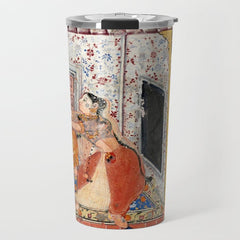 -India, Mughal, Reign of Akbar, 16th century - Page from Tales of a Parrot (Tuti-nama)- Eighth night- The deceitful wife a - 1962 Travel Mug