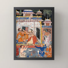 -India, Mughal, Reign of Akbar, 16th century - Page from Tales of a Parrot (Tuti-nama)- Eighth night- The deceitful wife a - 1962 Mini Art Print