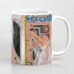 -India, Mughal, Reign of Akbar, 16th century - Page from Tales of a Parrot (Tuti-nama)- Eighth night- The deceitful wife a - 1962 Coffee Mug
