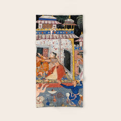 -India, Mughal, Reign of Akbar, 16th century - Page from Tales of a Parrot (Tuti-nama)- Eighth night- The deceitful wife a - 1962 Bath Towel