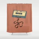 80s Vintage Cassette Mixed Tape Shower Curtain