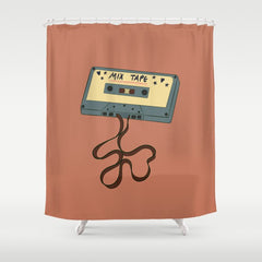 80s Vintage Cassette Mixed Tape Shower Curtain