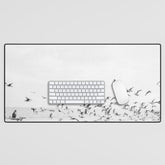 "Seagulls" | Coastal black and white photo | Film photography | Beach Desk Mat
