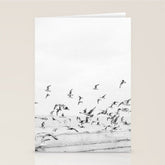 "Seagulls" | Coastal black and white photo | Film photography | Beach Stationery Card