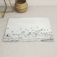 "Seagulls" | Coastal black and white photo | Film photography | Beach Rug